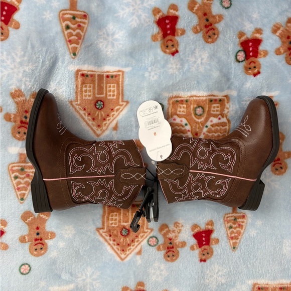 ❤️Kids Brown and Pink Cowboy Boots New Size 8 Wonder Nation - Picture 12 of 16